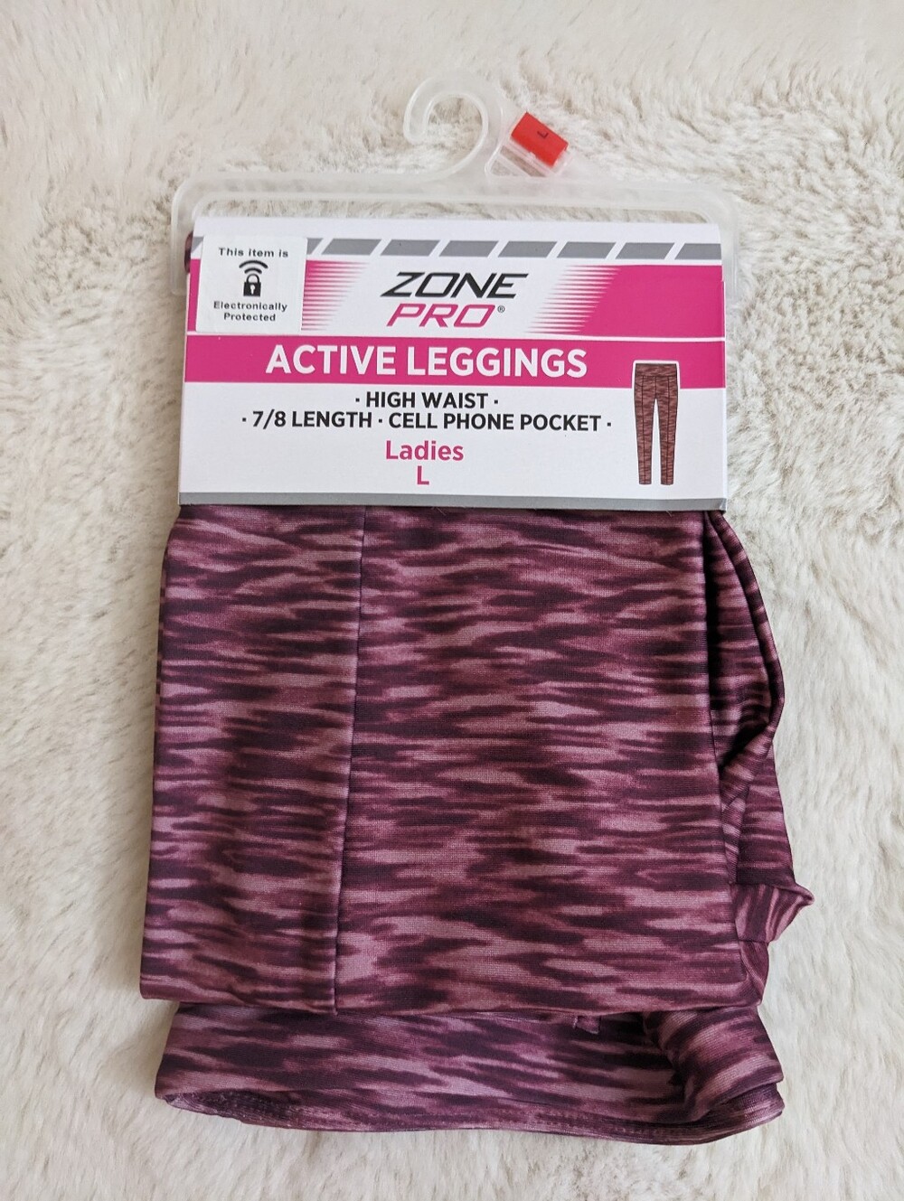 Zone Pro High Waist 7/8 Active Leggings Cell Phone Pocket Purple Women's L NWT